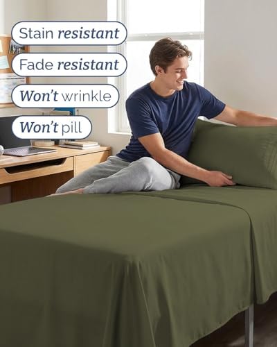 Twin XL Size 3 Piece Sheet Set - Breathable & Cooling Sheets - Sage Green