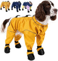 Waterproof Dog Boots Rain Boots with Suspender, Dogs Shoes Paw Protector for Small Medium Puppy, Anti-Slip Doggy Boot Belly Protector, Rain Booties Snow Pants Dogs Suspender Booties Legging(L,YELLOWG)