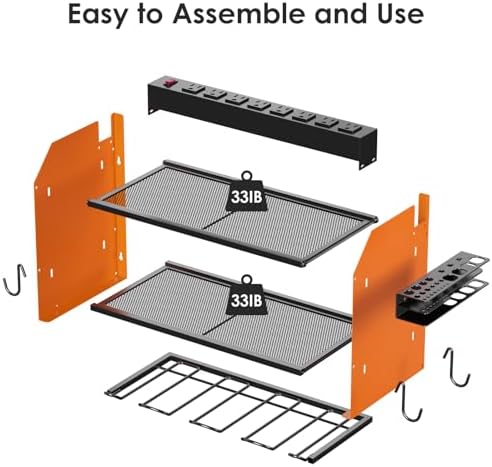 CCCEI Wall Mount Modular Tool Charging Organizer, Orange, 1 Pack, 3 Tier.