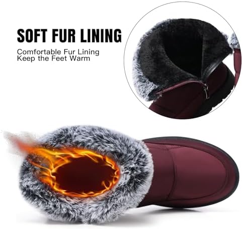 SHIBEVER Women's Winter Snow Boots: Waterproof Fur-Lined Ankle Booties