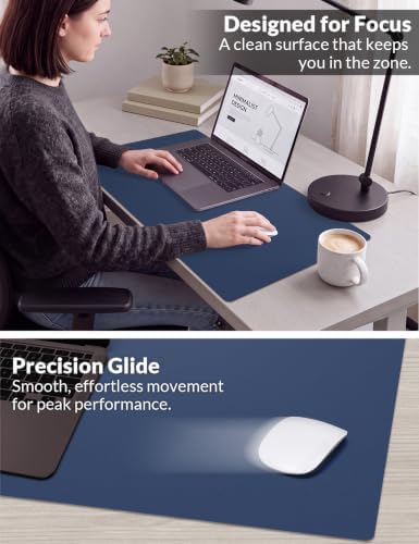 Leather Desk Pad Protector, 31.5" x 15.7", Midnight Blue Desk Mat