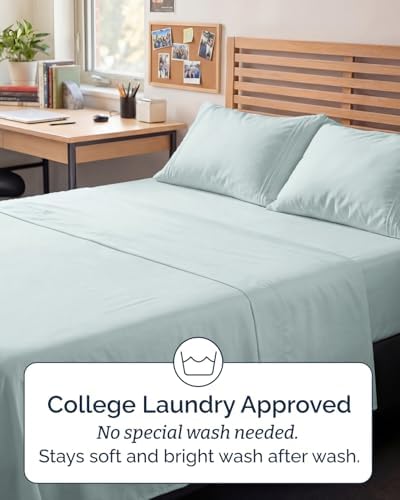 Full XL Sheets - 4 Piece Full XL Sheet Set - Cool & Breathable - Ice Blue