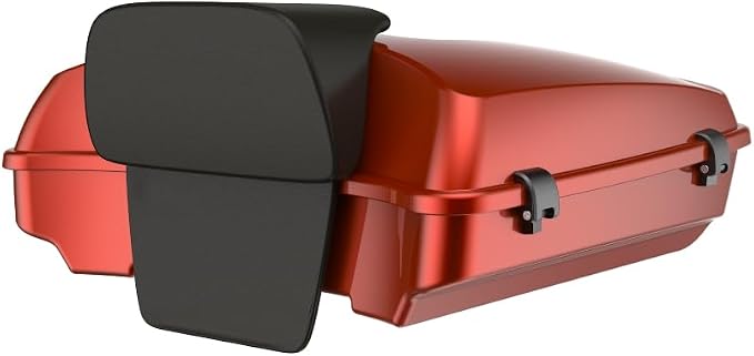 Advanblack 2024 Road Glide Razor Tour Trunk Pack Compatible with Road King FLHR Street Glide FLHX Road Electra Glide 2014-2025 Mounting Rack, Backrest & Stitching Liners (Red Rock)