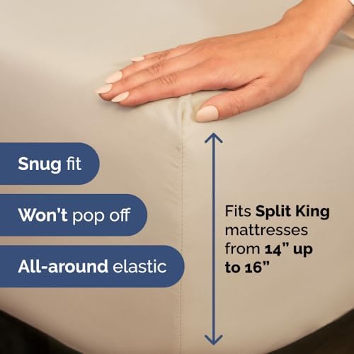 Flex Top Split Head King 4 Piece Sheet Set - Ultra-Soft, Breathable - Wheat