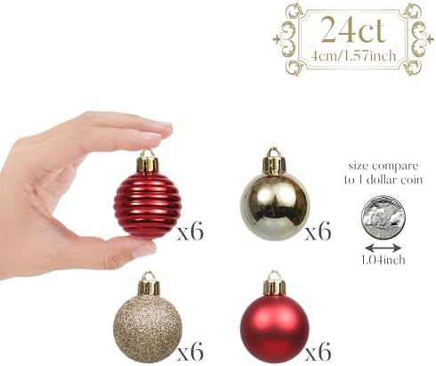 Valery Madelyn Small Christmas Tree Decorations Ball Ornaments 24ct 1.57"