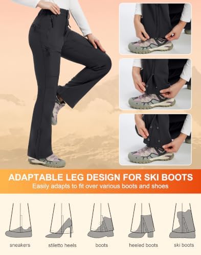 Women's Snow Ski Pants Fleece Lined Water Resistant Warm Flare Fit