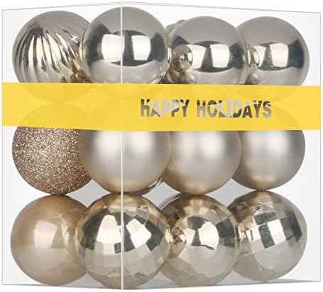 Champagne Gold 3.2" Large Christmas Balls - Christmas Tree Decoration Ornaments Shatterproof Hanging Balls for Birthday Halloween Holiday Wedding Decorations Set of 18pcs
