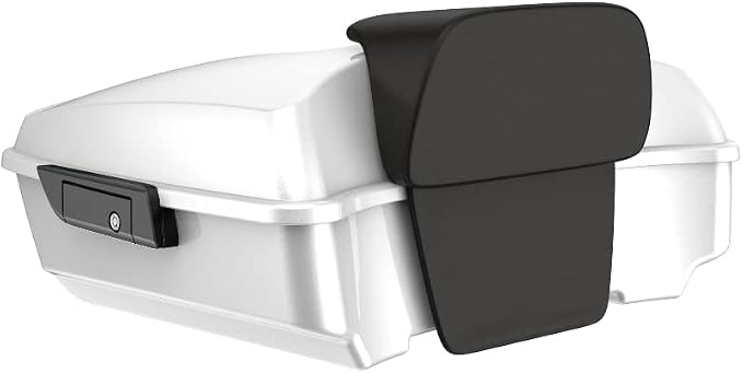 Advanblack Road Glide Tour Trunk Pack White Hot Pearl Chopped Tour Trunk Pack Backrest Pad for '97-'25 Harley Touring Road King Street Glide Electra Glide CVO models