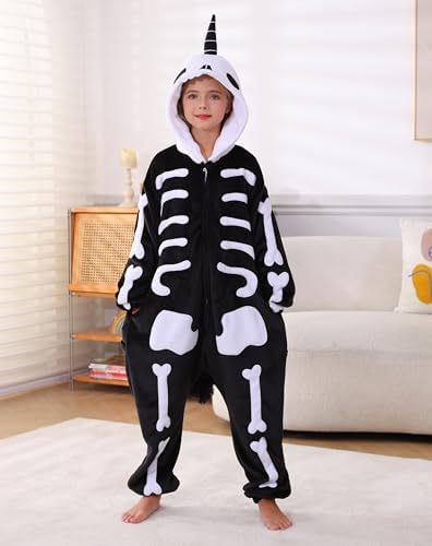 Animal Onesie Pajamas for Kids, Soft Flannel Halloween Cosplay Costume for Boys Girls