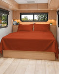 Short Queen Size 4 Piece Bed Sheet Set - RV Short Queen Sheets - Terracotta