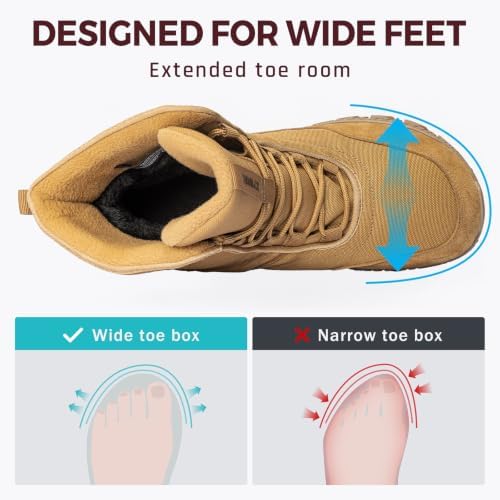 Winter Boots for Men, Fleece Lined Snow Hiking Boots, Wide Toe Box