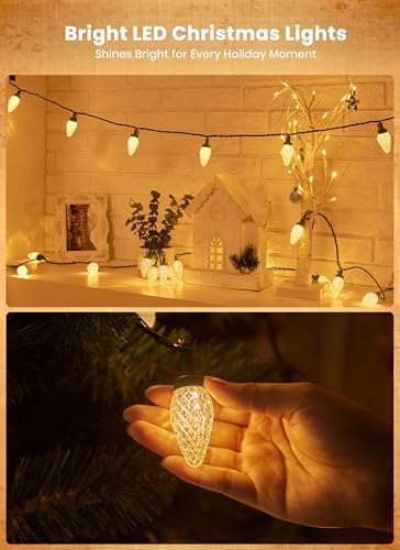 C9 Christmas Lights Outdoor, 114FT 150 LED C9 String Lights, Warm White