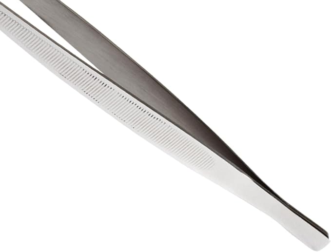 Mercer Culinary 18-8 Stainless Steel Chef Plating Tongs, Curved Tip, 9-3/8 Inch
