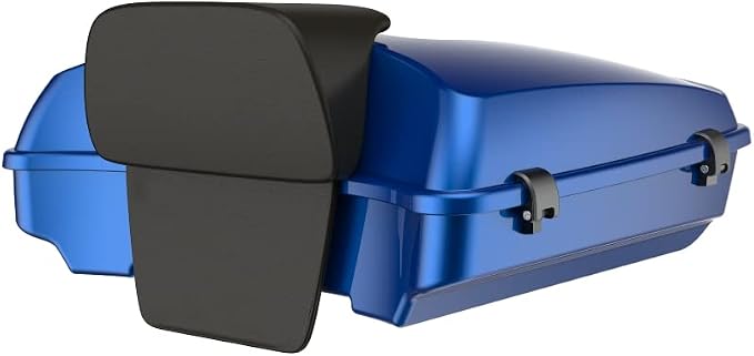 Advanblack Road Glide Tour Trunk Pack Bright Billiard Blue Razor Tour Trunk Pack Backrest Pad for '97-'25 Harley Touring Road King Street Glide Electra Glide CVO models