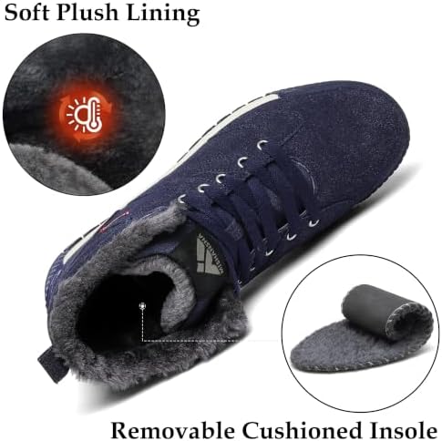 Mishansha Men's Winter Snow Boots Warm Lined Outdoor Hiking Boots
