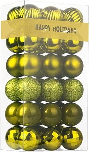Lime Green 1.6" Small Christmas Balls Christmas Tree Decoration Ornaments Shatterproof Hanging Balls for Birthday St. Patrick's Day Easter Mardi Gras Holiday Wedding Decorations Set of 36pcs