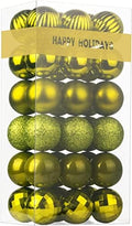 Lime Green 1.6" Small Christmas Balls Christmas Tree Decoration Ornaments Shatterproof Hanging Balls for Birthday St. Patrick's Day Easter Mardi Gras Holiday Wedding Decorations Set of 36pcs