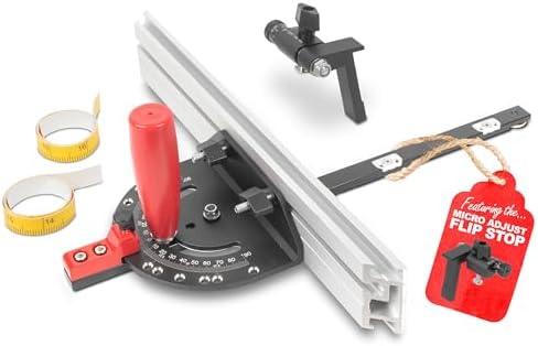 Precision Miter Gauge • Fence & Zero Play Bar • Micro Adjust Flip Stop