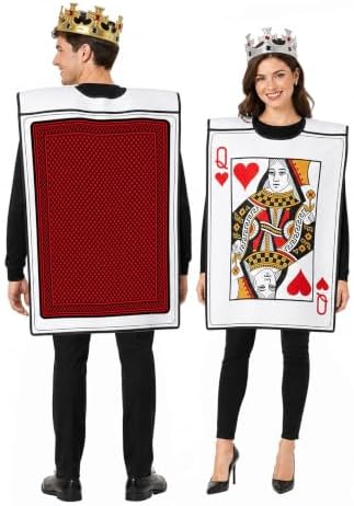 4CT 2026 Adult Couples Halloween King&Queen Playing Card Costumes and Crown