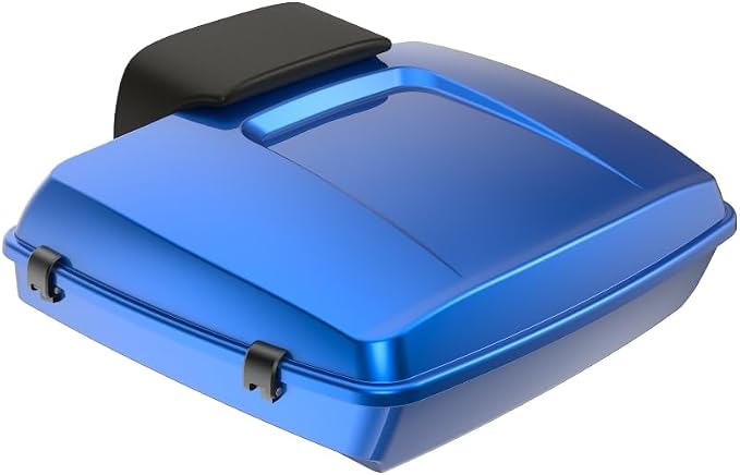 Advanblack Road Glide Tour Trunk Pack Blue Burst Razor Tour Trunk Pack Backrest Pad for '97-'25 Harley Touring Road King Street Glide Electra Glide CVO Models