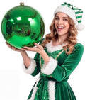 Threan 12 Inch Large Emerald Green Shiny Christmas Ball Ornaments