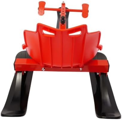 Snow Sled 198LBS Capacity Modern Snow Scooter with 5.9FT 165.35LBS Pulling Force Rope, Length Adjustable Ski Scooter Snow and Ice Skate for Skiing, Ice Skating Red+ Black