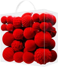 52pcs Velvet Christmas Ball Ornaments, Red Flocked Shatterproof Christmas Tree Decorations Hanging Xmas Decorative Ornaments Set for Home Party Holiday Decor(Red)