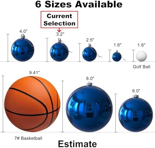 Royal Blue 3.2" Large Christmas Balls - Christmas Tree Decoration Ornaments Shatterproof Hanging Balls for Birthday Halloween Holiday Wedding Decorations Set of 18pcs