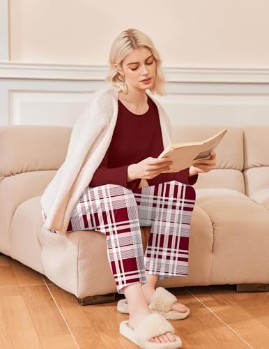 Ekouaer 2 Pack Womens Pajama Sets Long Sleeve Long Pants Pjs Loungewear