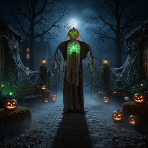 Tangkula 6 FT Halloween Animatronics Standing Pumpkin Scarecrow Decorations
