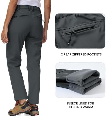 YSENTO Women's Hiking Pants Fleece Lined Winter Snow Ski Insulated Utility Work