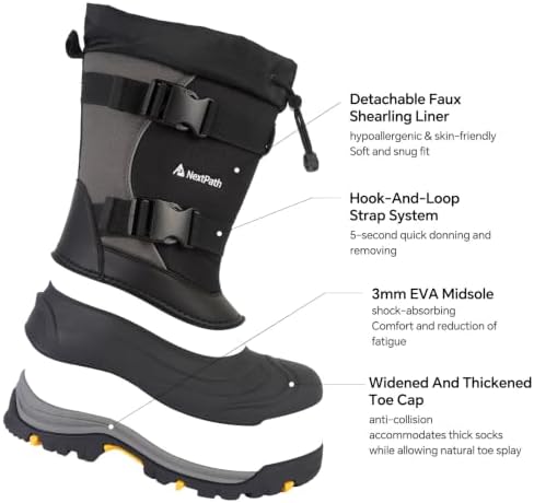 Men's Snow Boots, Waterproof Insulated Winter Boots for Men, -40°F
