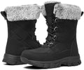 Women's Snow Boots Winter Water-Resistant Faux Fur Lined Warm Outdoor Lace Up Mid-Calf Booties Deep Tread Rubber Sole