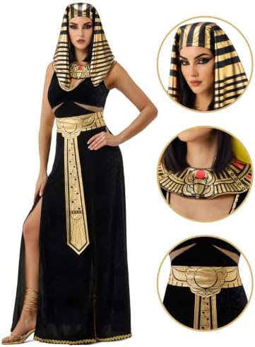 Spooktacular Creations Women Black Cleopatra Dress Costume Set with Cleopatra Accessories for Halloween Costume