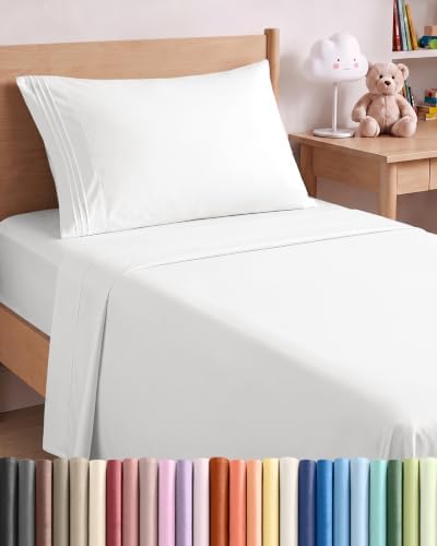 Twin XL 3 Piece Sheet Set - College Dorm Room Essentials - White