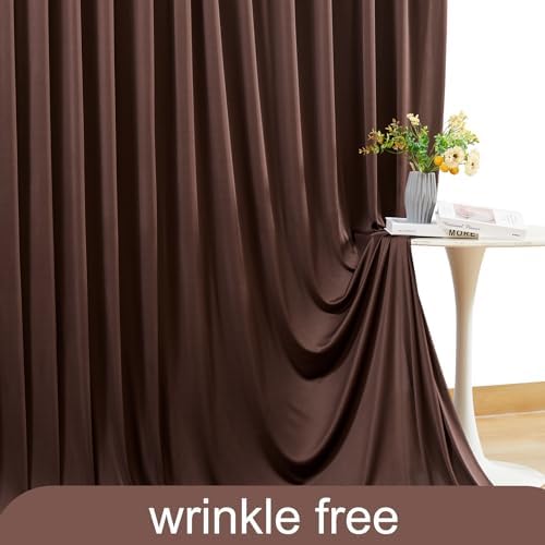 8 Panels Brown Backdrop Curtain for Parties Wedding Wrinkle Free Brown Photo Curtains Backdrop Drapes Fabric Decoration for Birthday Party Baby Shower 40ft(W) x 10ft(H)