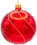 Luxury Handcrafted European Glass Christmas Ball Ornaments - Set of 6 - Red & Gold - 8 cm - Mouth-Blown & Hand-Painted