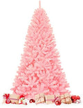 HAPPYGRILL 7.5FT Artificial Pink Christmas Tree with Stand New PVC Material Rich Thicken Tips Christmas Festival Decoration