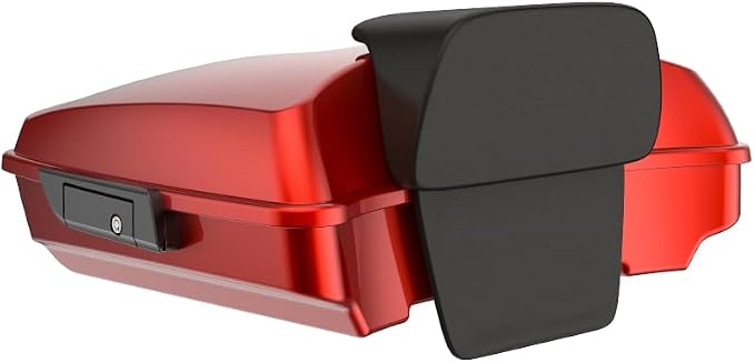 Advanblack 2024 Road Glide Razor Tour Trunk Pack Compatible with Road King FLHR Street Glide FLHX Road Electra Glide 2014-2025 Mounting Rack, Backrest & Stitching Liners (Whiskey Fire)