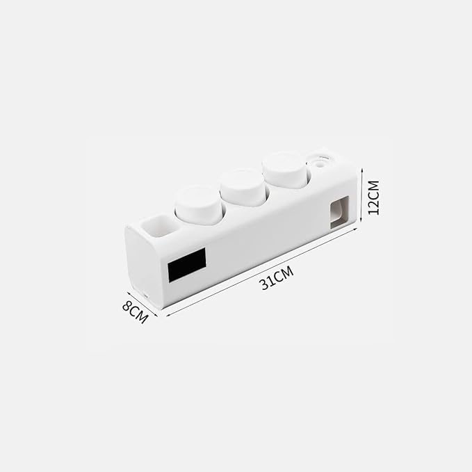 Toothbrush Rack Wall-Mounted Smart Toothbrush Holder No Punch Storage Rack 6 Toothbrush Slots, with Toothpaste Dispenser and Mouthwash Cup Bathroom Toothbrush Holder(A)