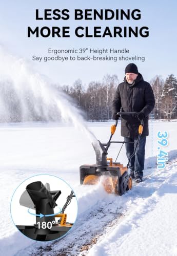 Electric Snow Blower Cordless 20" Brushless Snow Thrower for Patio/Driveway