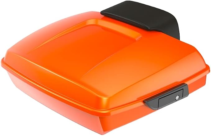 Advanblack Road Glide Tour Trunk Pack Wicked Orange Pearl Razor Tour Trunk Pack Backrest Pad for '97-'25 Harley Touring Road King Street Glide Electra Glide CVO models