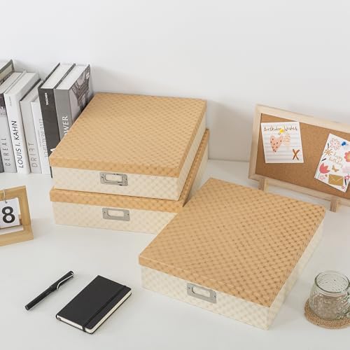Soul & Lane - Geometric Check Scrapbook Storage Boxes with Lids, Set of 3