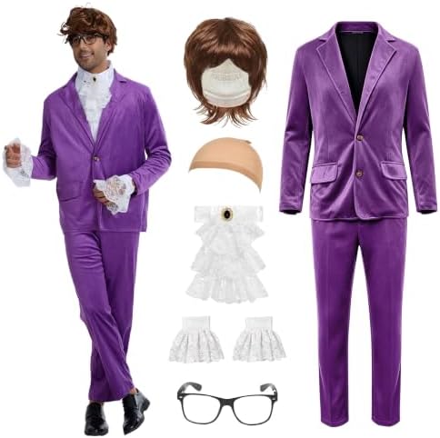 6 Pcs Mens 60's Swinger Spy Costume