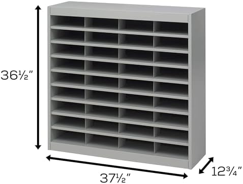 Safco E-Z Stor Literature Organizer, 36 Compartments, Office and Classroom Commercial Grade Steel Mailbox Mail Sorter, Heavy Duty Construction, Gray