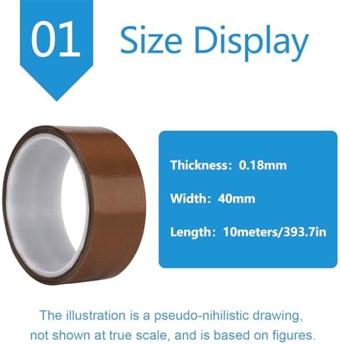 PTFE Heat Resistant Tape Self-Adhesive PTFE Teflon Fabric Tape Suitable for Industrial Repair, Thickness 0.18Mm,Width：40mm