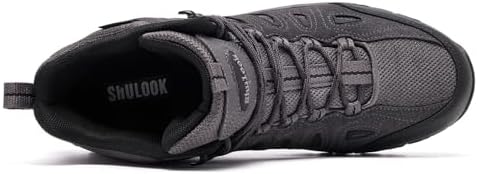 SHULOOK Men's Waterproof Hiking Boots Non-Slip Lightweight Mid Top Ankle Boot Breathable Hiker Trekking Shoes