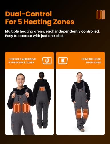 Heated Insulated Bib Overalls for Women with 16000mAh Power Bank, Outdoor Snow bibs Warm Skiing Snowboard Pants