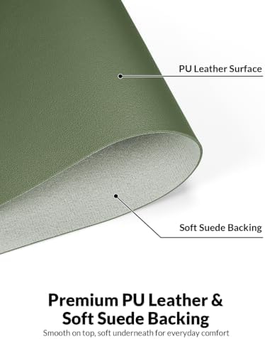 Leather Desk Pad Protector, 27.5" x 12",Olive Green Desk Mat
