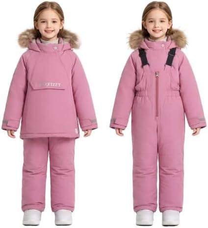 2 Piece Ski Suit for Toddler Kids Snowsuit Snow Parka Jacket and Snow Bibs